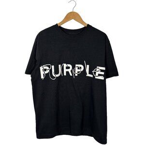 Purple Brand Heavy Logo T-Shirt Size Medium  Black/White